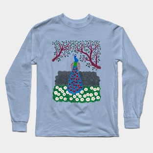 The Peacock Charm acrylic design Long Sleeve T-Shirt